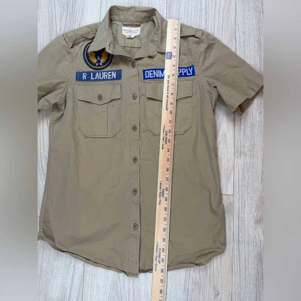 Ralph Lauren Shirt Mens Beige Denim & Supply Utility Military Cargo Khaki Sz XS - Picture 5 of 7